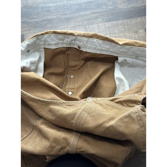 Carhartt Mens 42X32 Brown Double Knee Overalls Bib Workwear Carpenter USA *READ - Picture 10 of 16